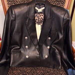 Veronica Beard lamb leather Nevis double breasted jacket. Size 8 - NWT